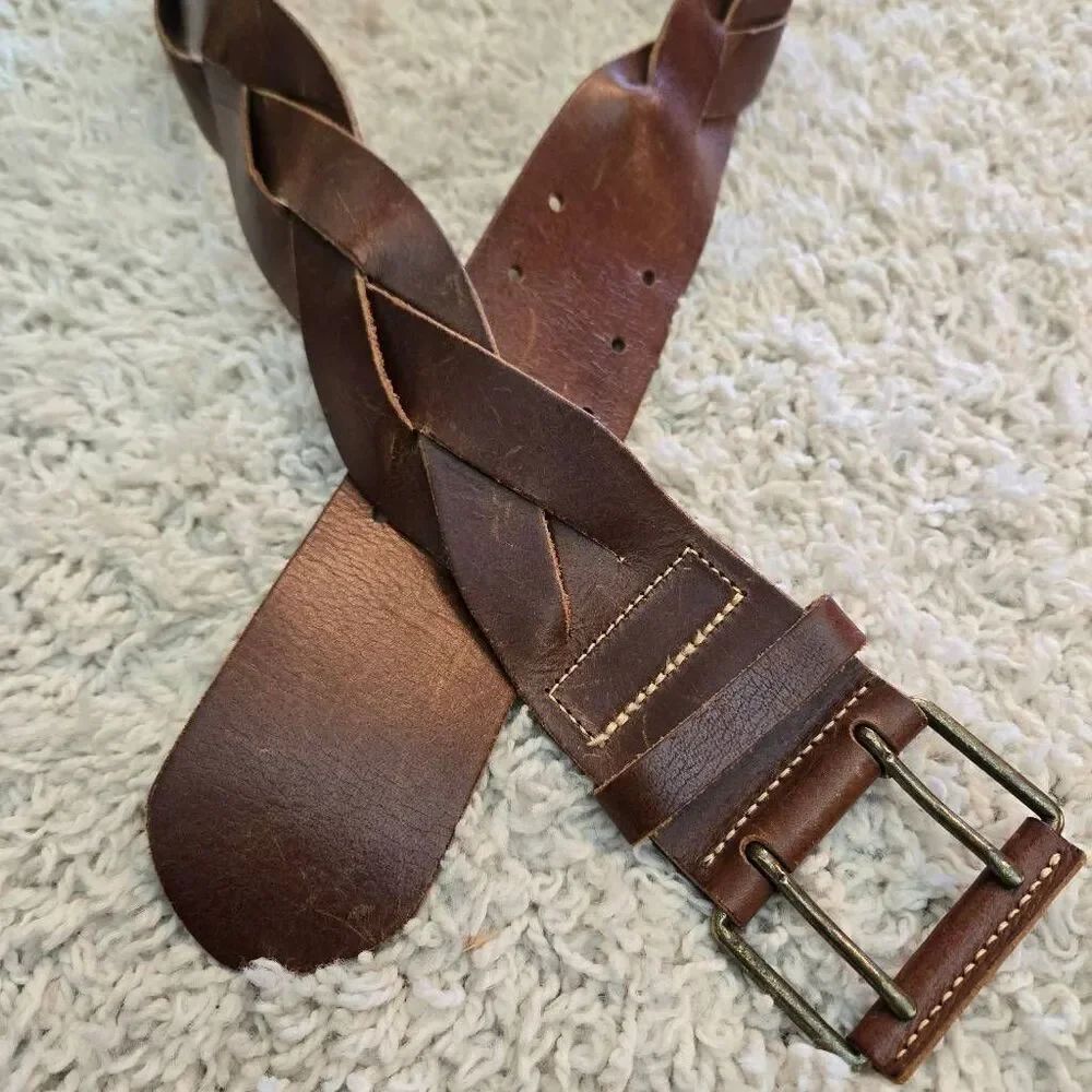 Banana Republic Dark Brown Braided Leather Belt Small - Picture 2 of 8